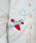 Aeroplane Theme Shirt With Embroidery On Front Chest